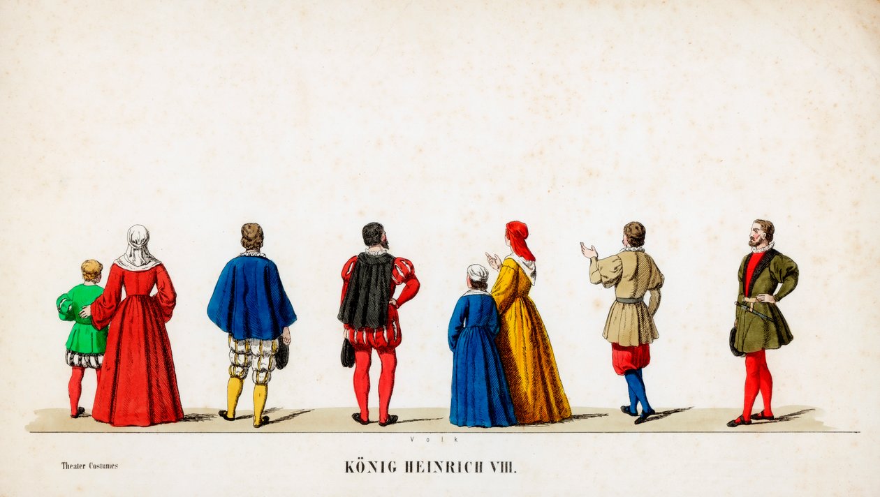 Projekty kostiumów teatralnych do sztuki Szekspira Henryk VIII, XIX w. autorstwa Unbekannt
