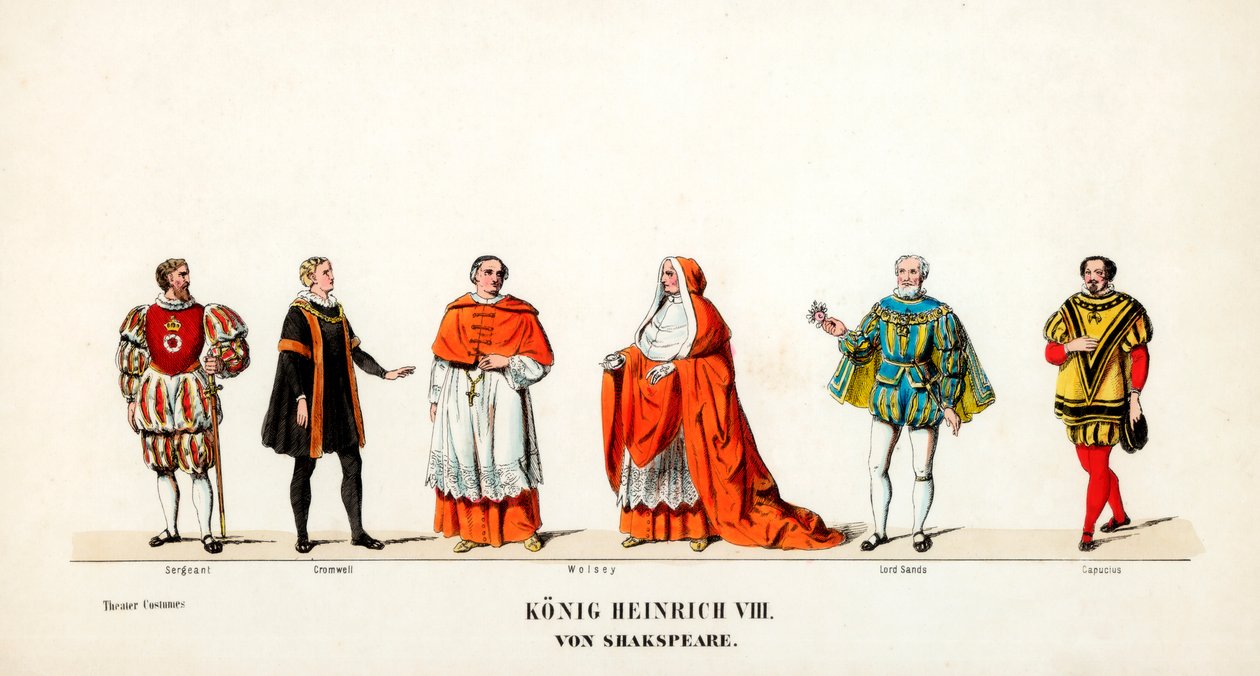 Projekty kostiumów teatralnych do sztuki Szekspira Henryk VIII, XIX w. autorstwa Unbekannt