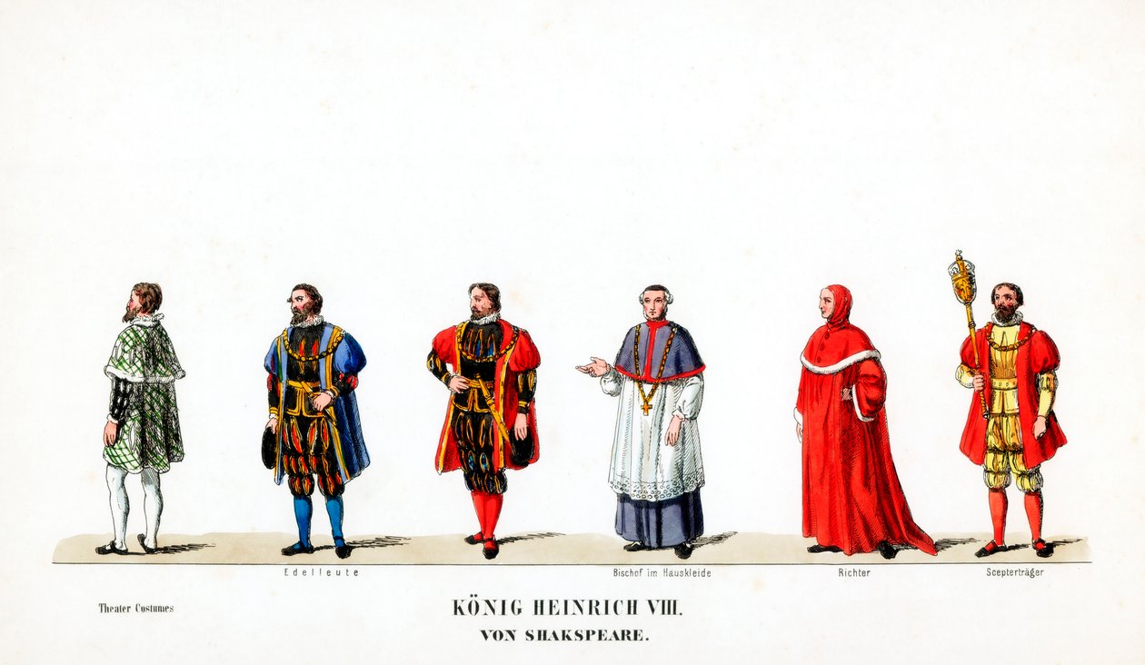 Projekty kostiumów teatralnych do sztuki Szekspira Henryk VIII, XIX w. autorstwa Unbekannt