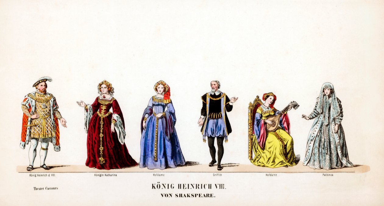 Projekty kostiumów teatralnych do sztuki Szekspira Henryk VIII, XIX w. autorstwa Unbekannt