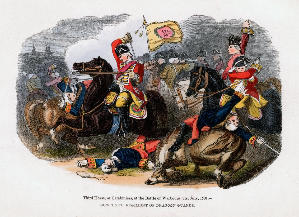 Trzeci koń, czyli karabiny, w bitwie pod Warburgiem, 31 lipca 1760 r autorstwa Unbekannt