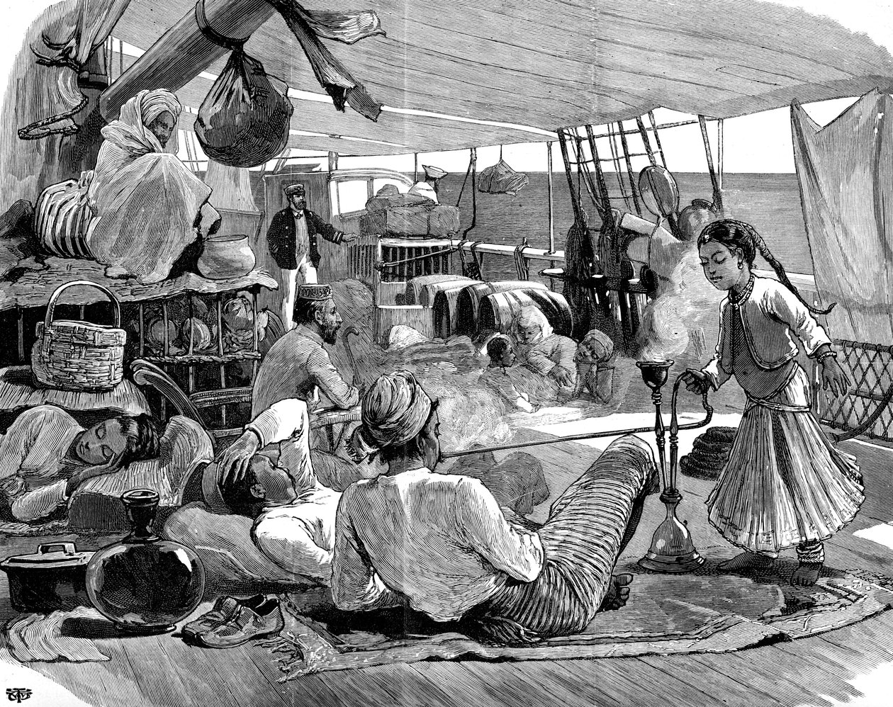 Trzecia klasa na pokładzie Kilwa, Brindisi do Birmy, 1886 autorstwa Unbekannt