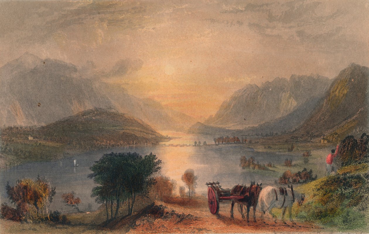 Thirlmere do Helvellyn nc. Z Raven Crag, ok. 1830. autorstwa Unbekannt