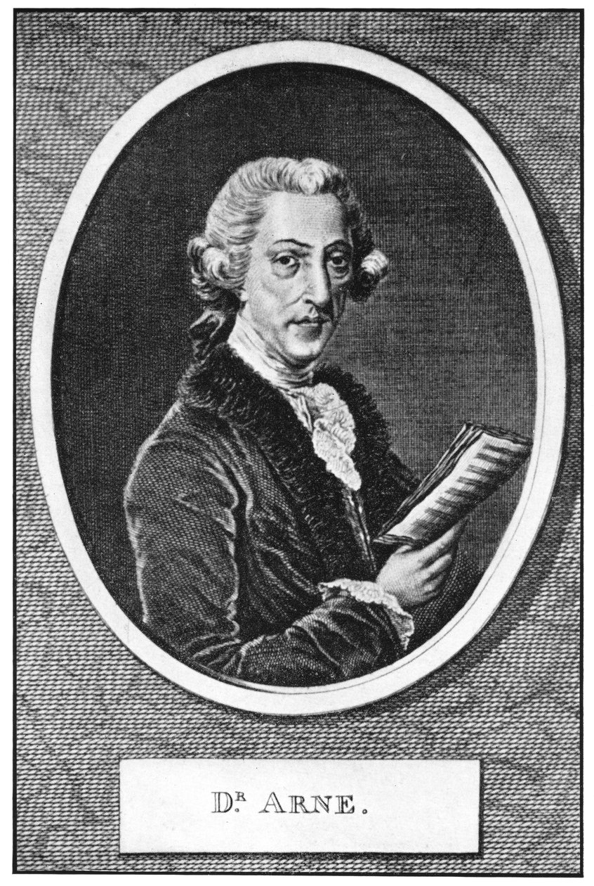 Thomas Augustine Arne 1710-1778, angielski kompozytor autorstwa Unbekannt