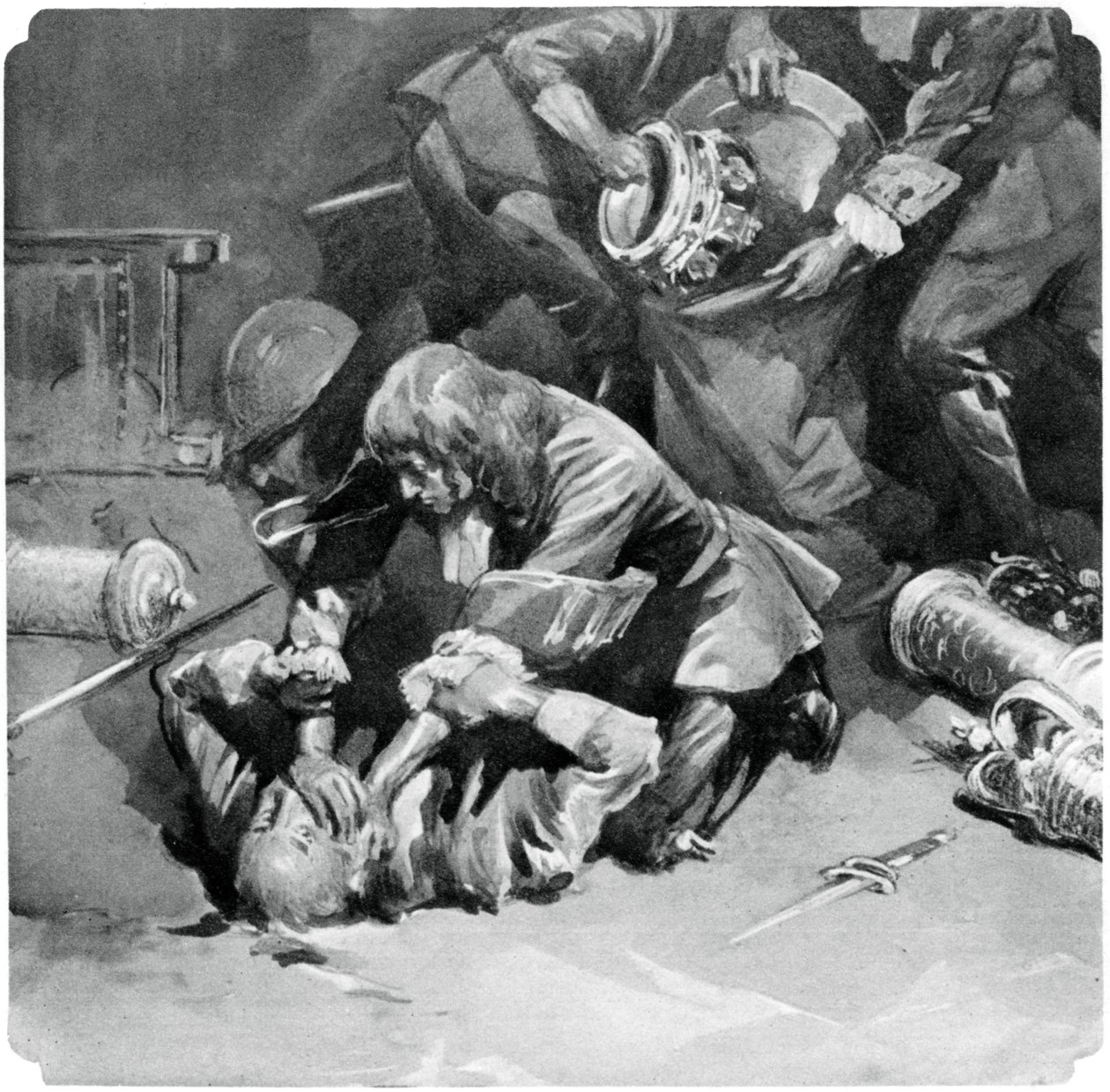 Thomas Blood próbował ukraść klejnoty koronne z Tower of London w 1671, 1937 autorstwa Unbekannt