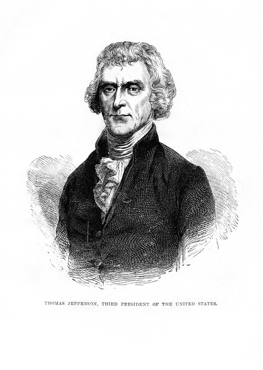 Thomas Jefferson, trzeci prezydent Stanów Zjednoczonych, 1872 r. autorstwa Unbekannt