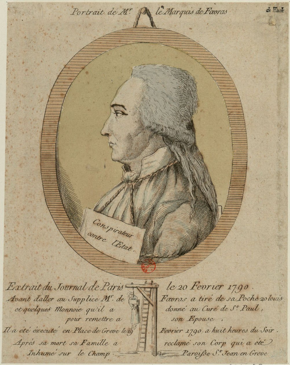 Thomas de Mahy, markiz de Favras 1744-1790. Z Journal de Paris z 20 lutego 1790, 1790. autorstwa Unbekannt