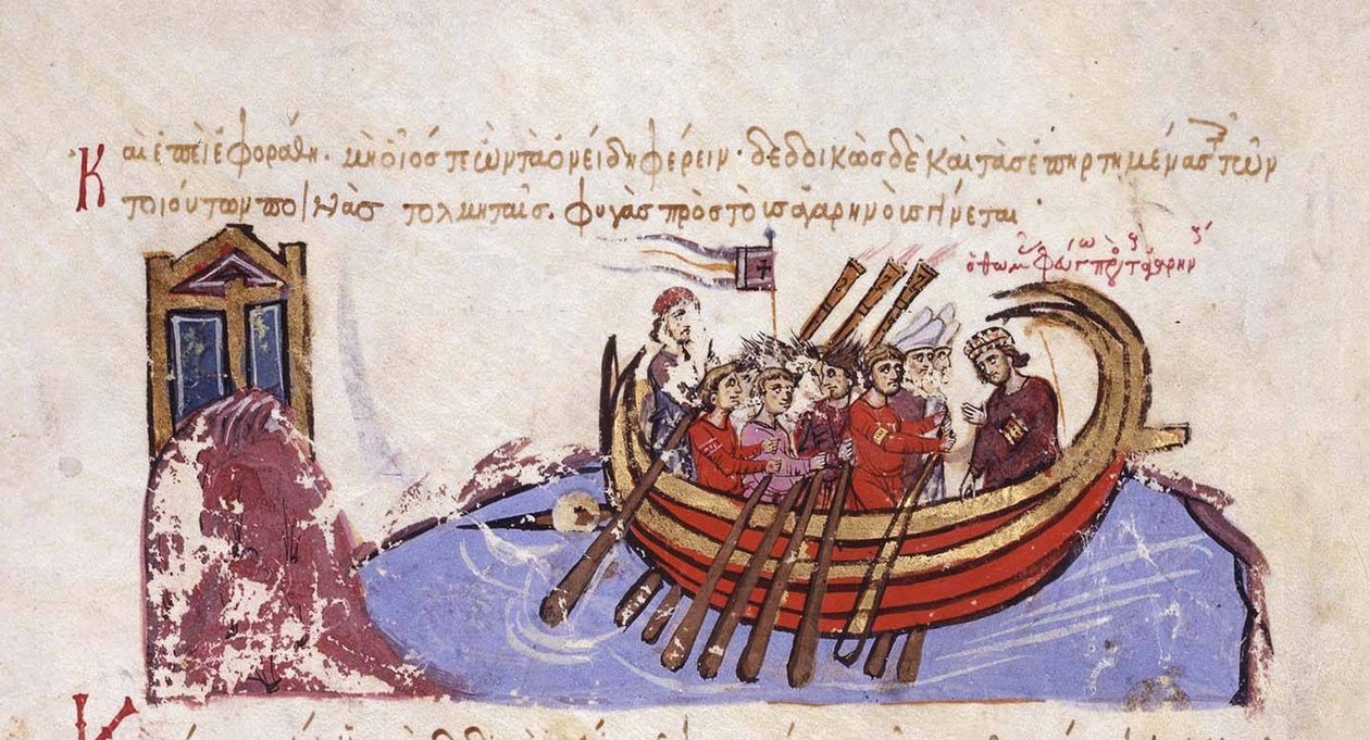 Tomasz Słowiański ucieka do miniatury Arabów z madryckiego Skylitzes, XI-XII w. autorstwa Unbekannt
