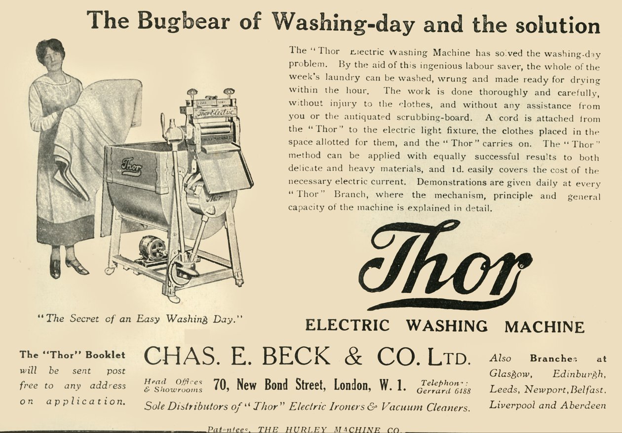 Thor: Elektryczna pralka - Chas E. Beck & Co. Ltd, 1920. autorstwa Unbekannt