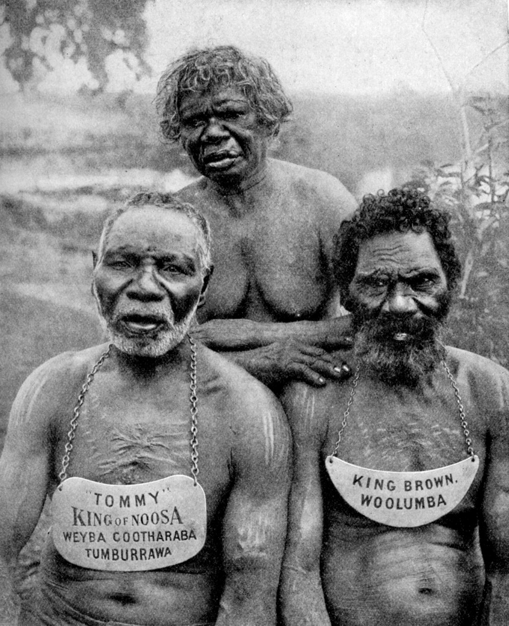 Trzej Aborygeni z plemion wybrzeża powyżej Brisbane, Australia, 1922 autorstwa Unbekannt