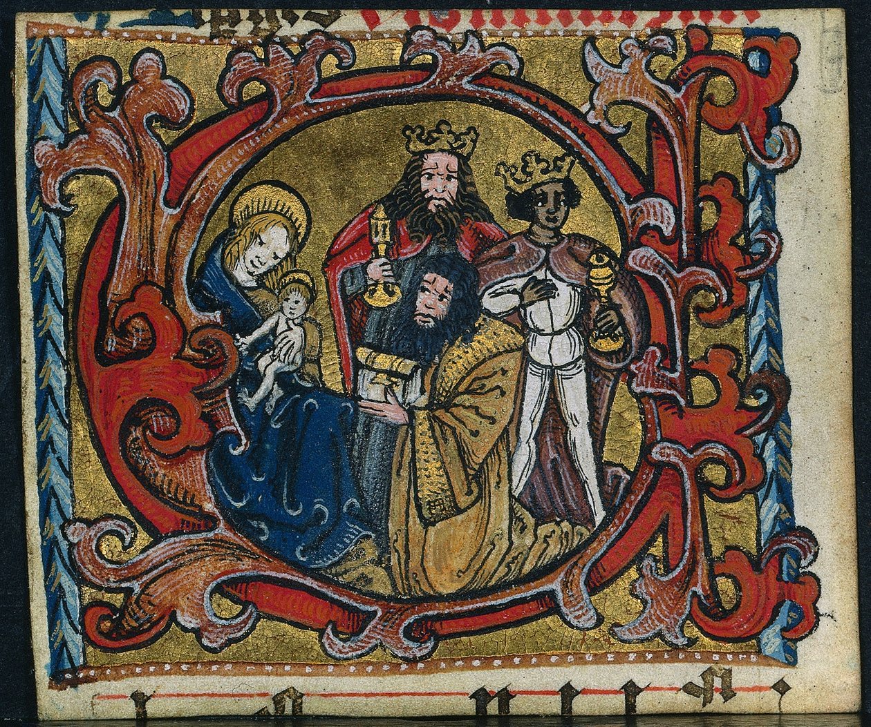 Trzy wycinki z mszału: inicjał C z adoracją Trzech Króli, c. 1470-1500. autorstwa Unbekannt