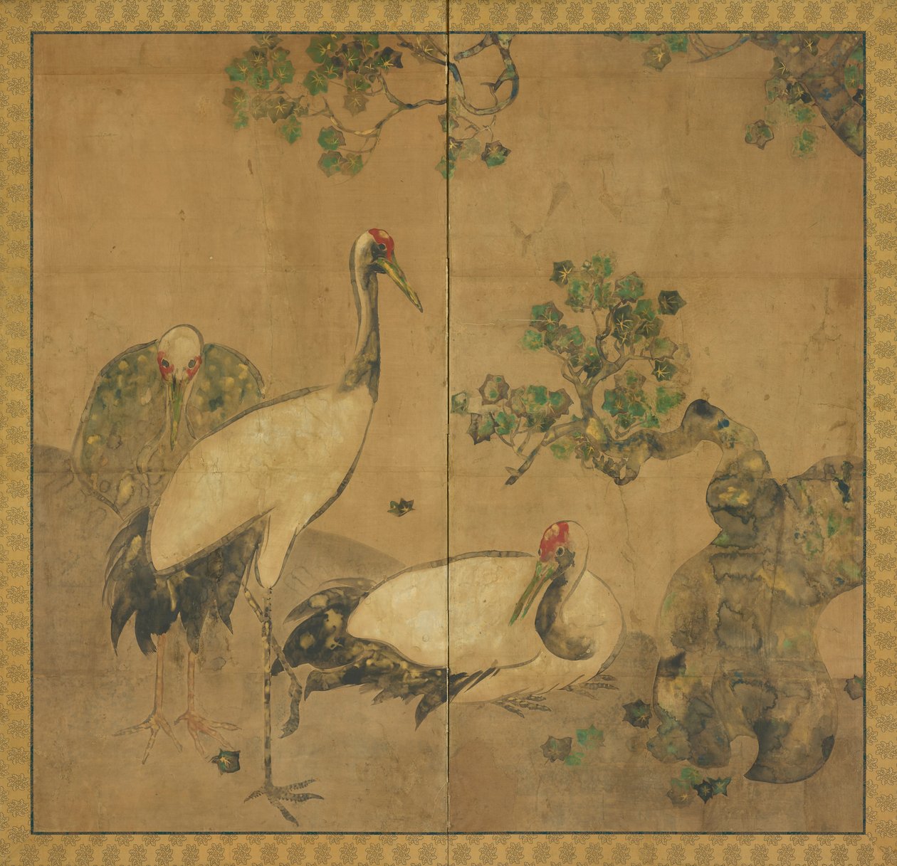 Trzy żurawie pod drzewem, okres Edo, 1615-1868. autorstwa Unbekannt