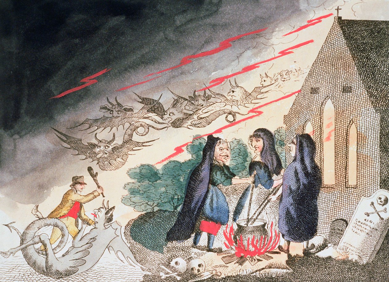Trzy czarownice na cmentarzu, ok. 1790 autorstwa Unbekannt