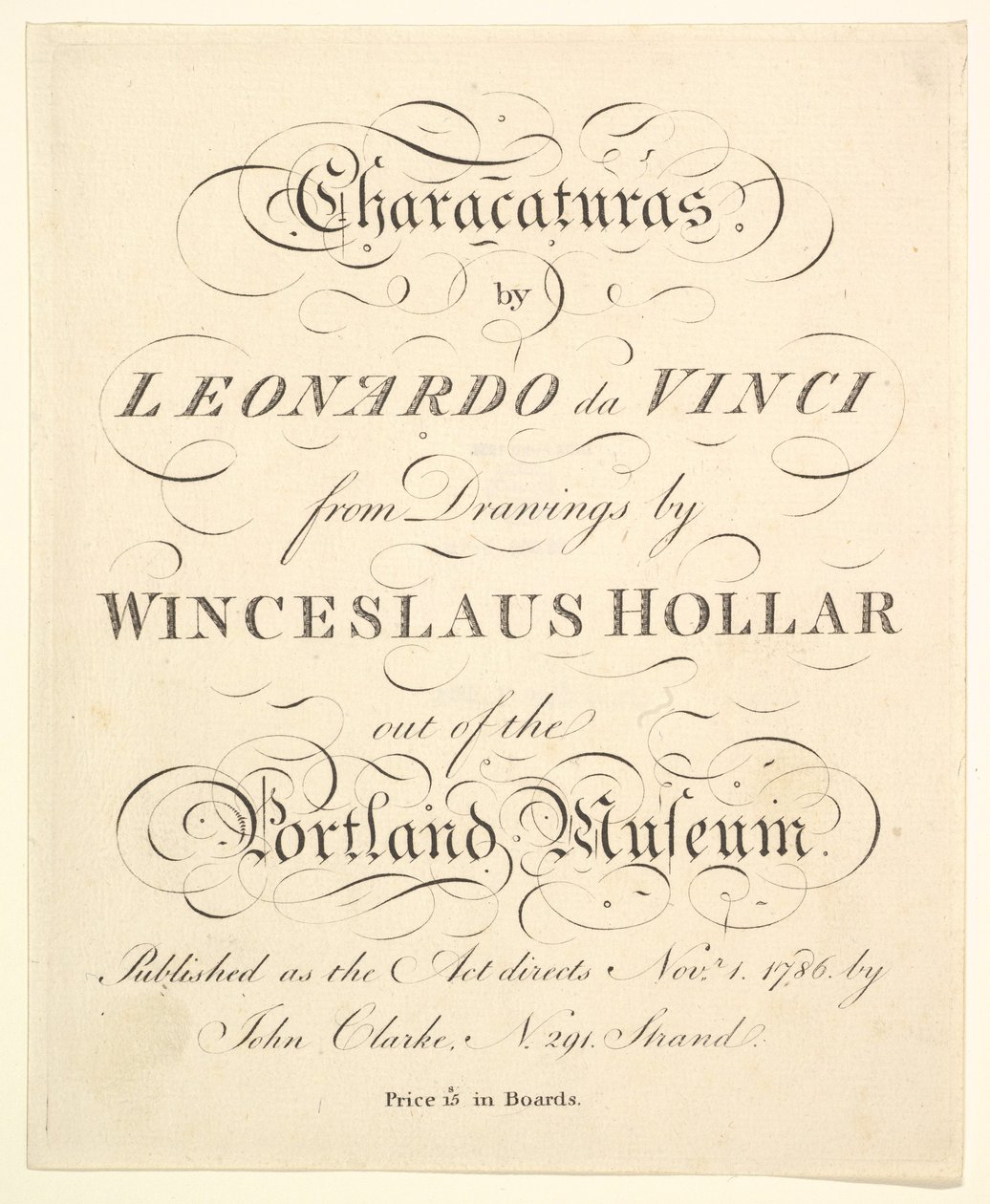 Strona tytułowa: Characaturas Leonarda da Vinci, z Rysunków Wincelslausa Hollara, z..., 1786. autorstwa Unbekannt