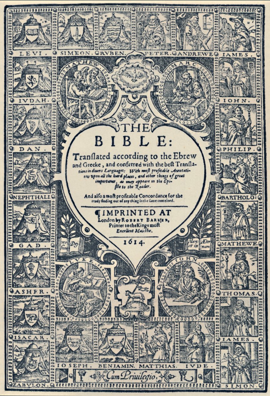 Strona tytułowa Biblii Genewskiej, 1614, 1947 autorstwa Unbekannt