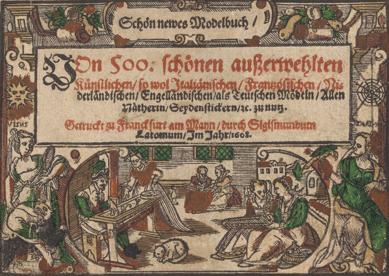 Strona tytułowa z nowości Schön Modellbuch Page 1r, 1608. autorstwa Unbekannt