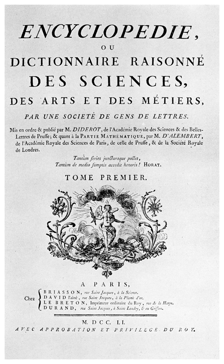 Strona tytułowa Encyklopedii Denisa Diderotsa, 1751 1956 autorstwa Unbekannt