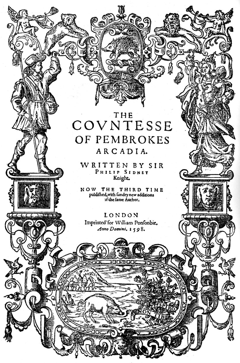 Strona tytułowa The Countess of Pembrokes Arcadia autorstwa Sir Philipa Sidneya, wydanie trzecie, 1598 1893 autorstwa Unbekannt