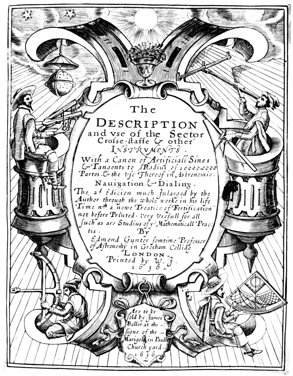 Strona tytułowa „Opisu i wykorzystania sektora” Edmunda Guntera, 1636 autorstwa Unbekannt