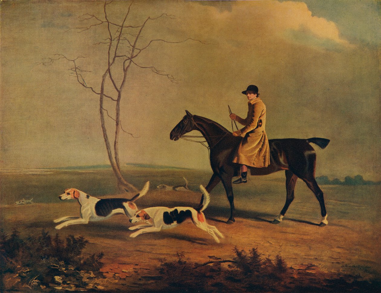 Tom Oldaker, Łowca Berkley Hounds, na Pickle, z psami, 1800, 1929 autorstwa Unbekannt