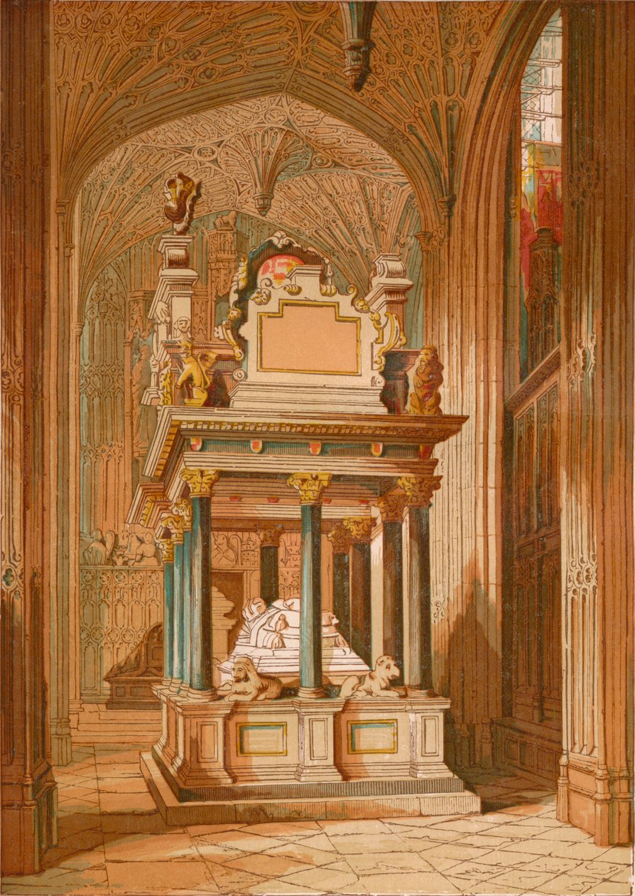 Grób królowej Elżbiety. - Opactwo Westminsterskie, ok. 1845, 1864 r. autorstwa Unbekannt