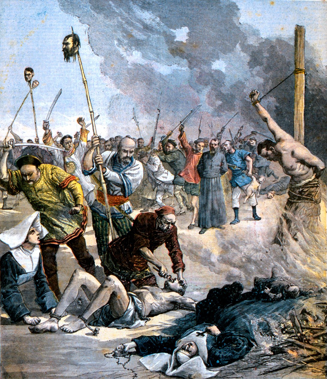 Tortury i morderstwa chrześcijańskich zakonnic i księży podczas powstania bokserów w Chinach, 1891 autorstwa Unbekannt