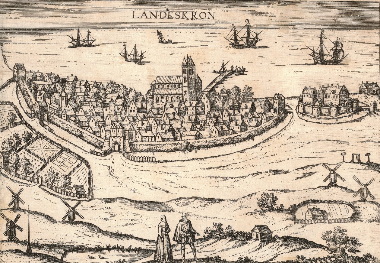Miasto Landskrona, Szwecja, 1580s autorstwa Unbekannt