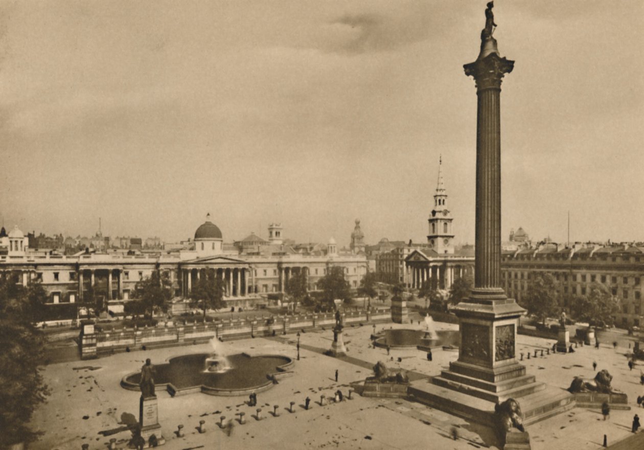 Plac Trafalgarski. Gdzie niegdyś trzymano królewskie sokoły wraz z królewskimi końmi, c1935. autorstwa Unbekannt