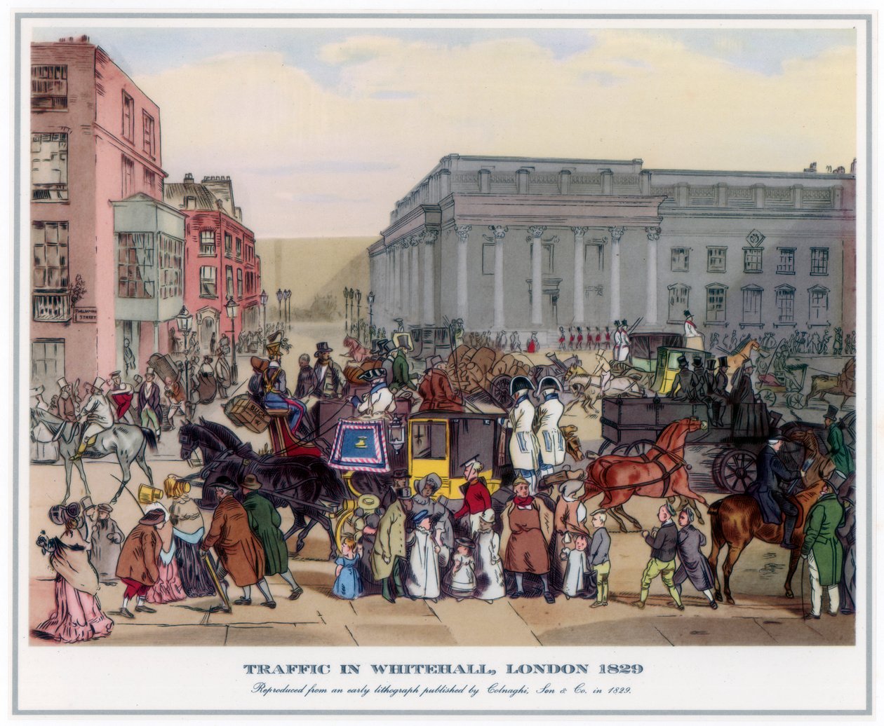 Ruch uliczny w Whitehall, Londyn, 1829 autorstwa Unbekannt