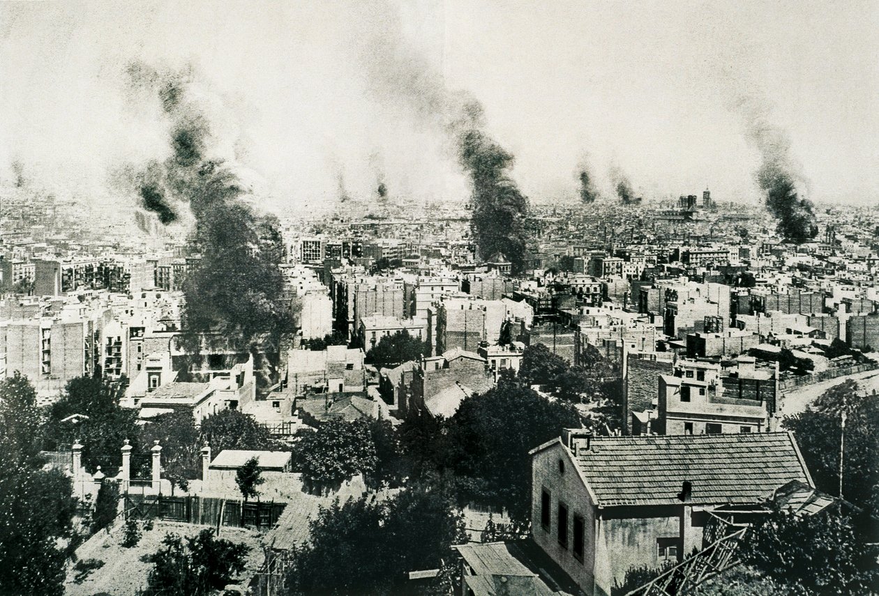 Tragiczny Tydzień 1909, Pożar klasztorów. Obraz opublikowany w magazynie „La Actualidad”. Barcelona, ​​Hiszpania autorstwa Unbekannt