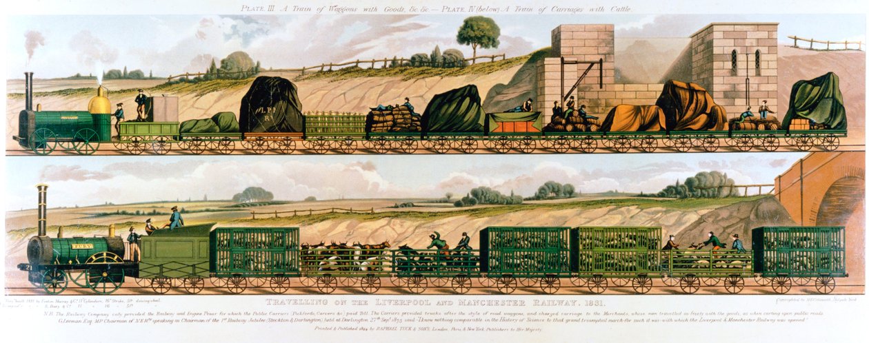 Podróżowanie koleją Liverpool i Manchester, 1831 autorstwa Unbekannt