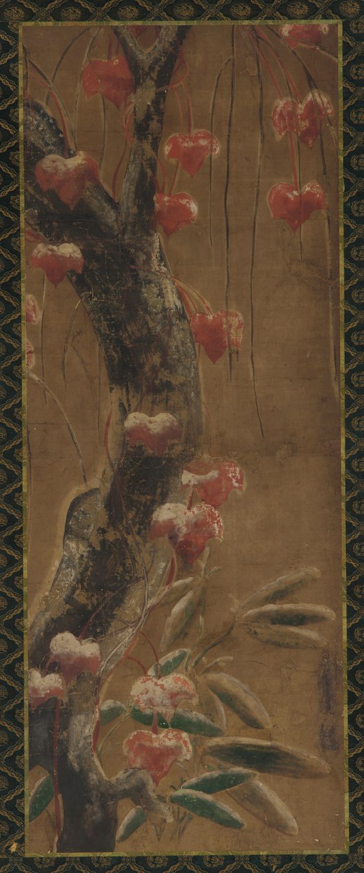 Drzewo, jesienne winorośle i śnieg, okres Edo, 1615-1868. autorstwa Unbekannt
