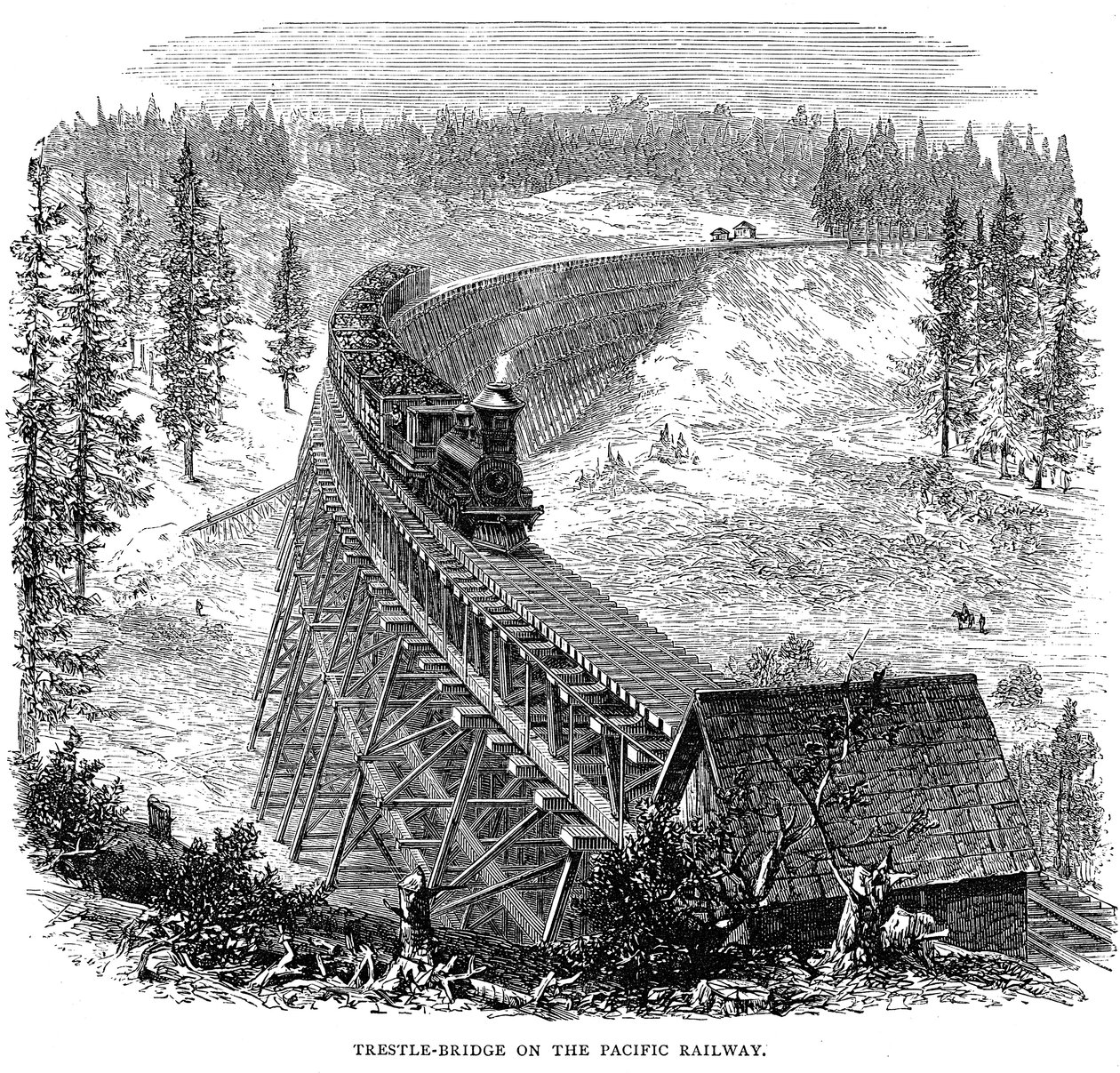 Estakada na Union Pacific Railroad, USA, 1876 r. autorstwa Unbekannt