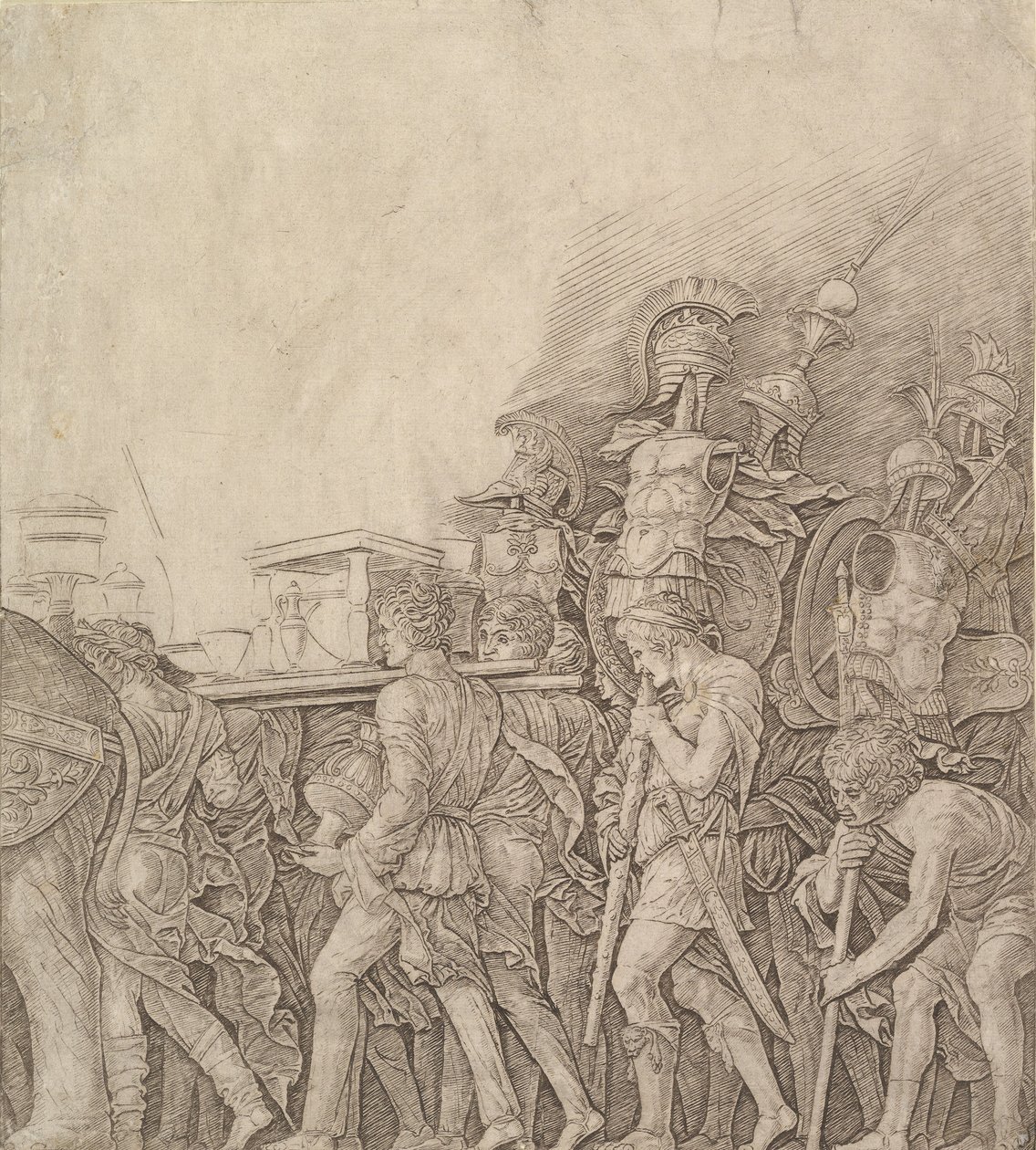 Triumf Cezara: Żołnierze niosący trofea, ca. 1490. autorstwa Unbekannt