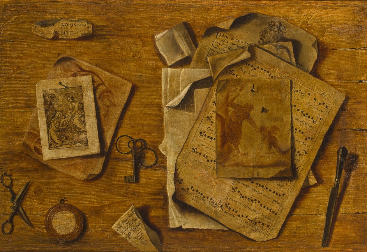 Trompe-lil z partyturą muzyczną, rysunkami i klawiszami, ok. 1900 r. 1800 autorstwa Unbekannt