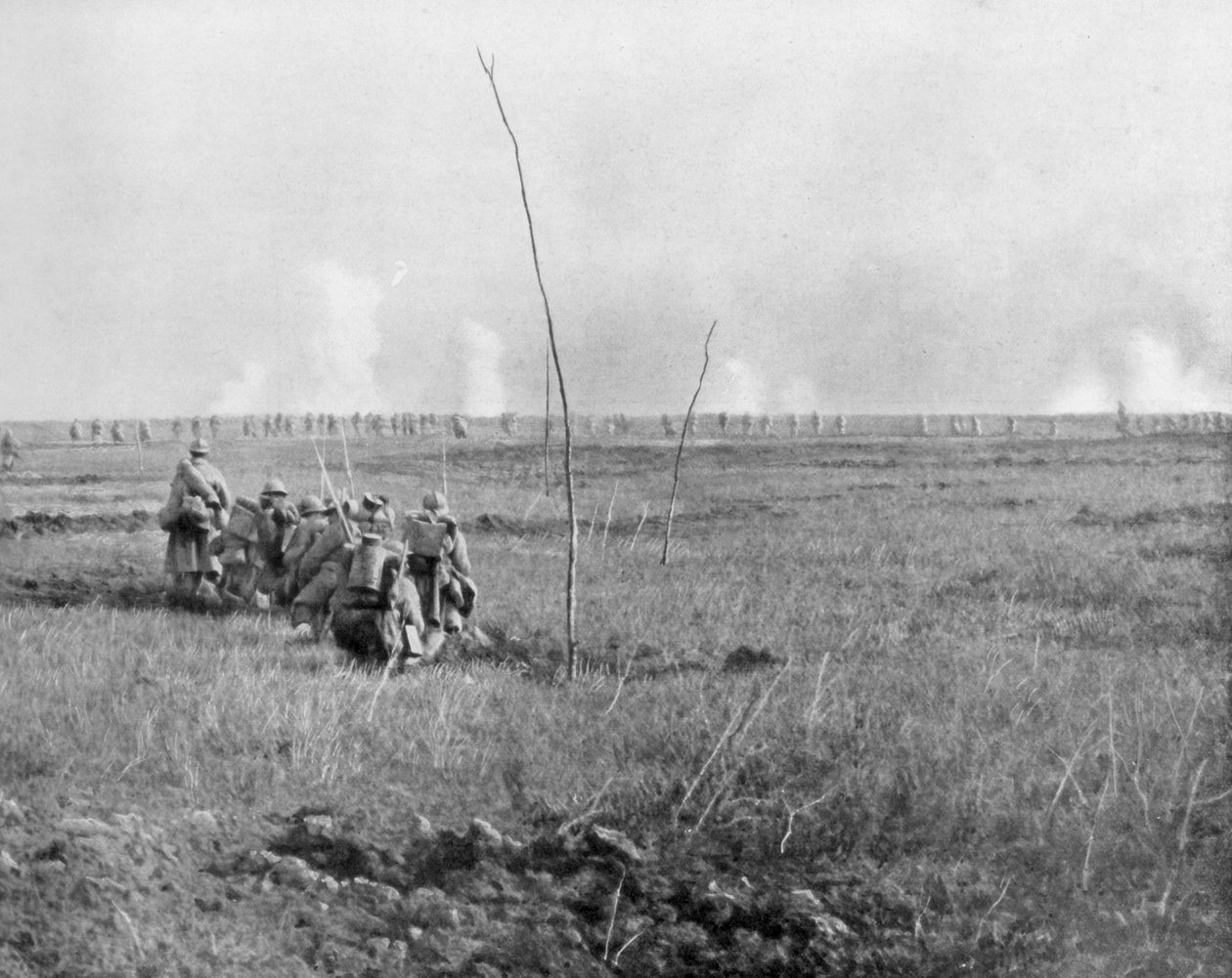 Wojska atakujące okopy wroga, Chemin des Dames, Francja, I wojna światowa, 5 maja 1917 autorstwa Unbekannt