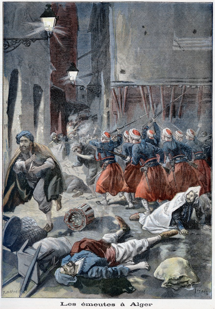 Oddziały próbujące oczyścić ulice podczas zamieszek antyżydowskich, Algier, Algieria, 1898 autorstwa Unbekannt