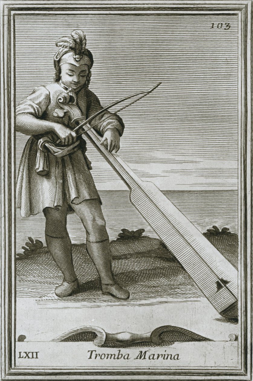 Trąbka morska Trumscheit, rycina z księgi F. Bonannisa Szafka Armonica, Rzym, 1722, 1948 autorstwa Unbekannt
