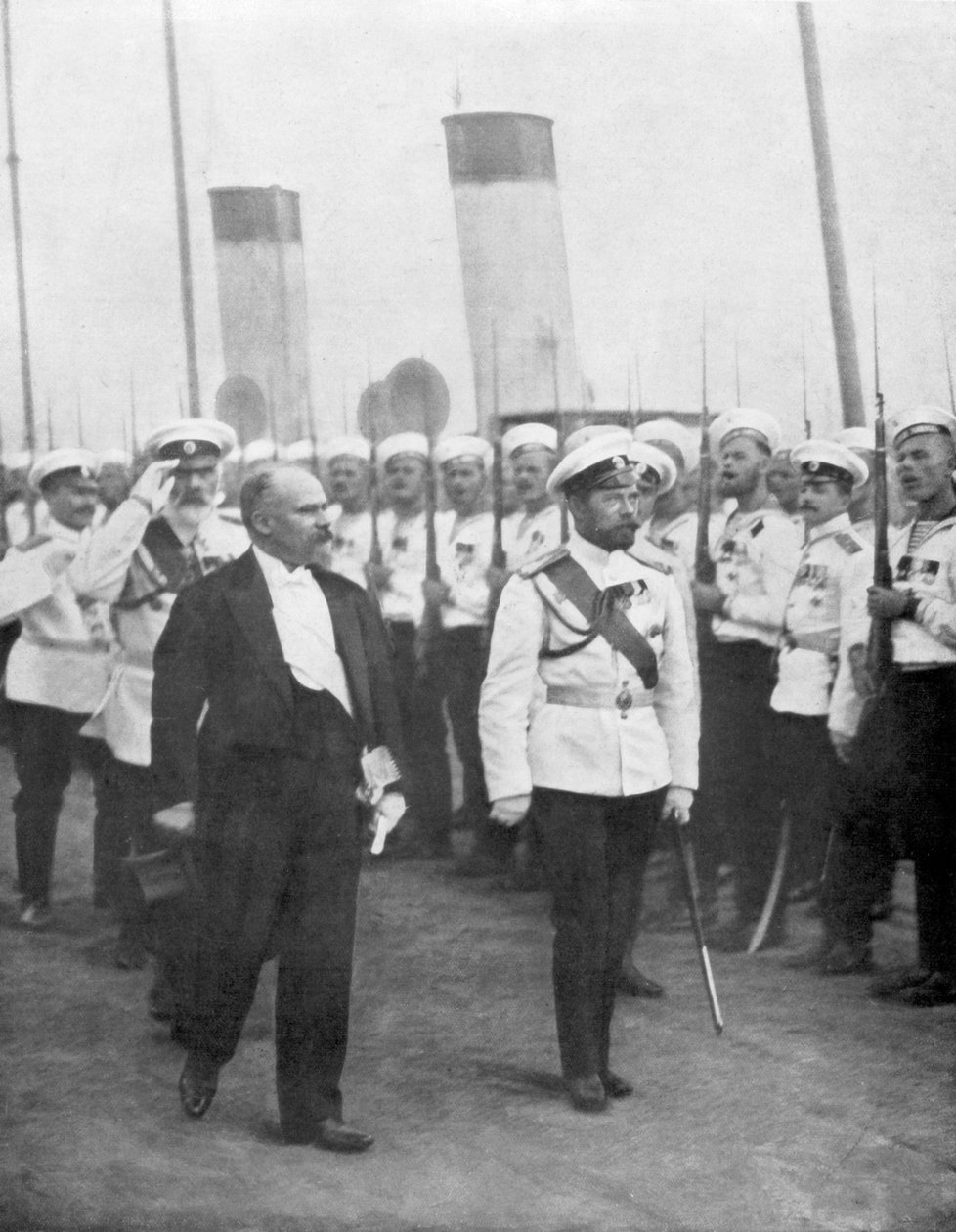 Car Mikołaj II z prezydentem Francji Raymondem Poincare, 1914. autorstwa Unbekannt