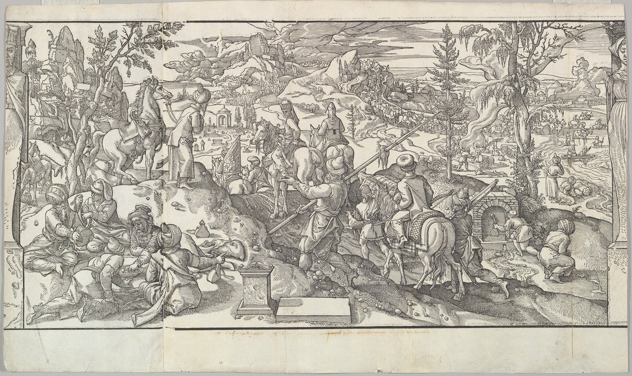 Tureccy żołnierze w spoczynku z fryzu Ces Moeurs et fachons de faire de Turcz Customs ..., 1553. autorstwa Unbekannt