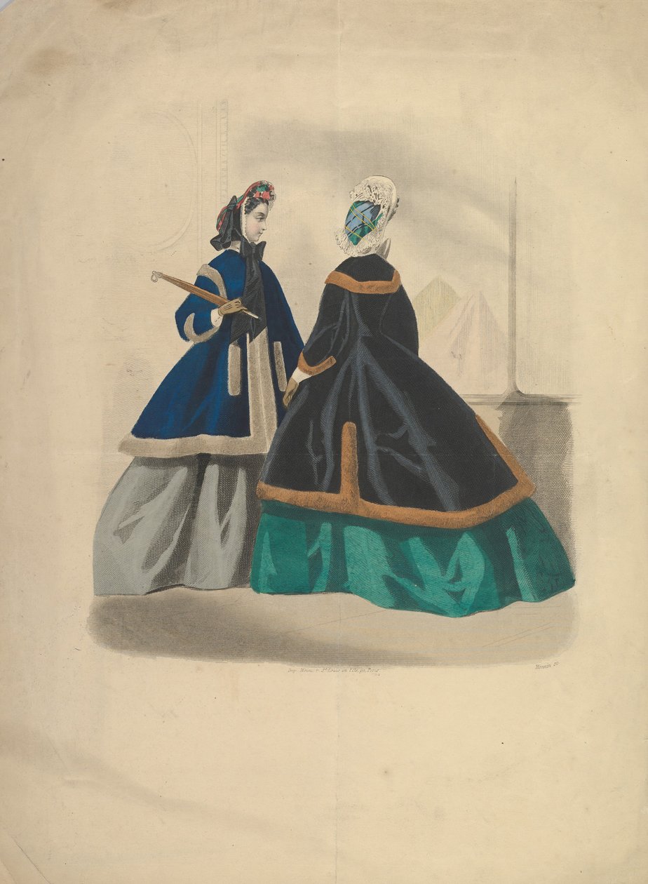 Dwie kobiety w płaszczach, 1863-64. autorstwa Unbekannt