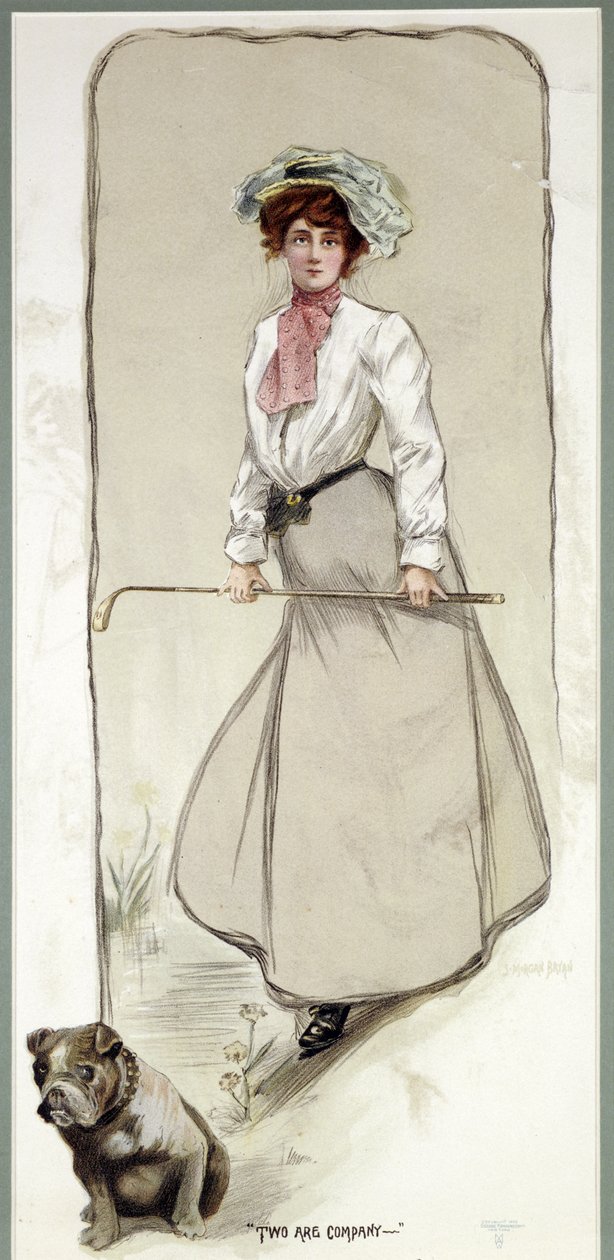 „Two are Company”, golfistka z psem, ok. 1900 r. autorstwa Unbekannt