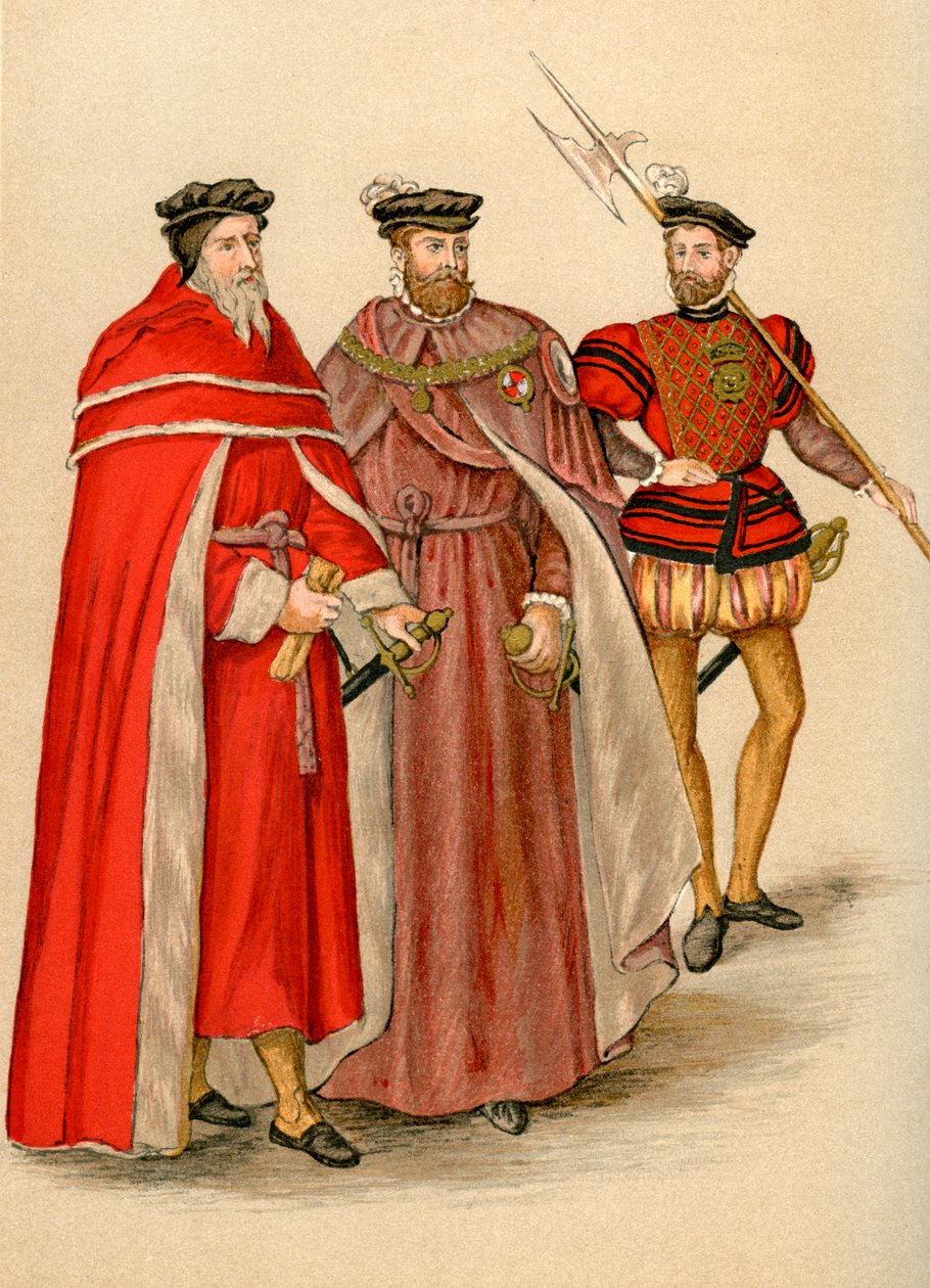 Dwóch parów w szatach i halabardnik, XVI w. 1893 autorstwa Unbekannt