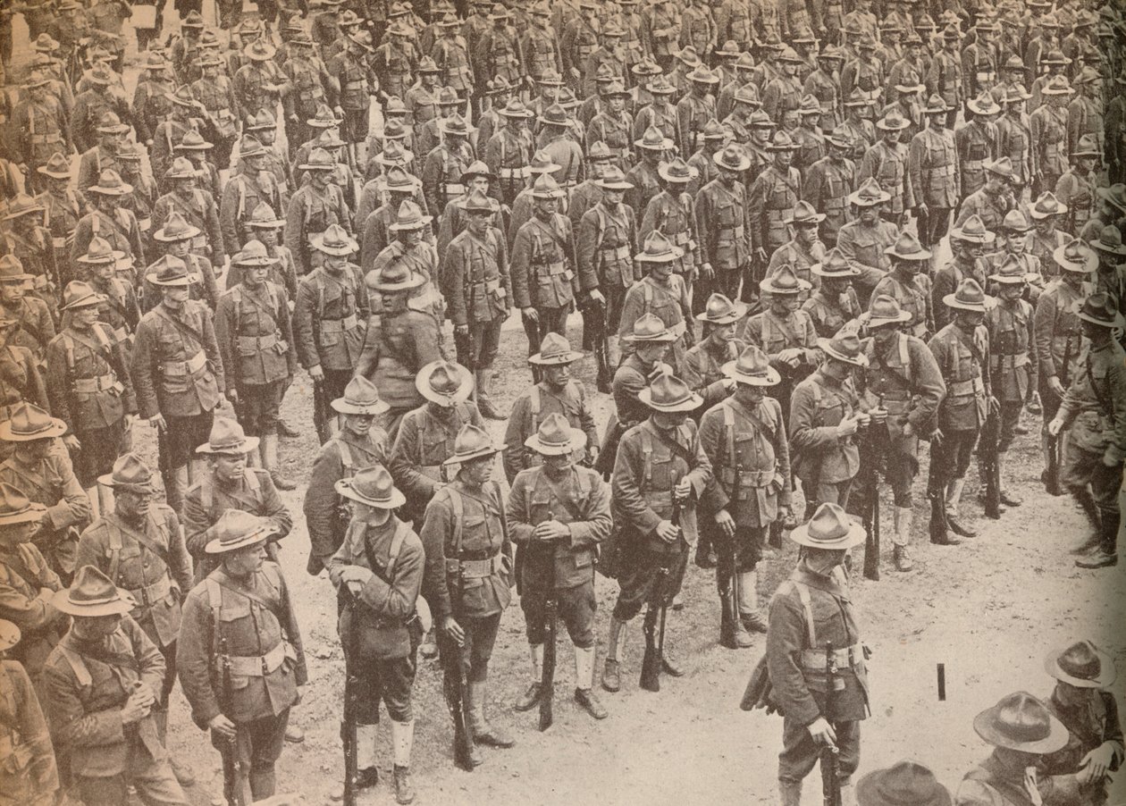 Wojska Stanów Zjednoczonych na paradzie przed przemarszem przez Londyn 15 sierpnia 1917 r., kiedy autorstwa Unbekannt