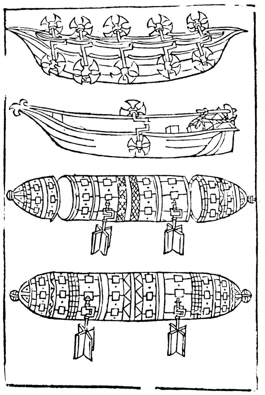 Różne formy łodzi wiosłowych do użytku podczas wojny, 1483 r. autorstwa Unbekannt