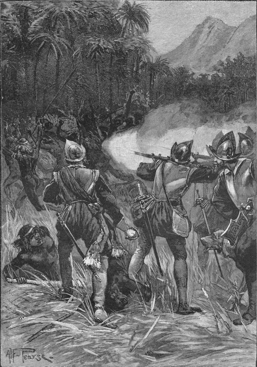 Vasco Nunez De Balboa przedziera się do Kordylierów, ok. 1513 1908 r. autorstwa Unbekannt