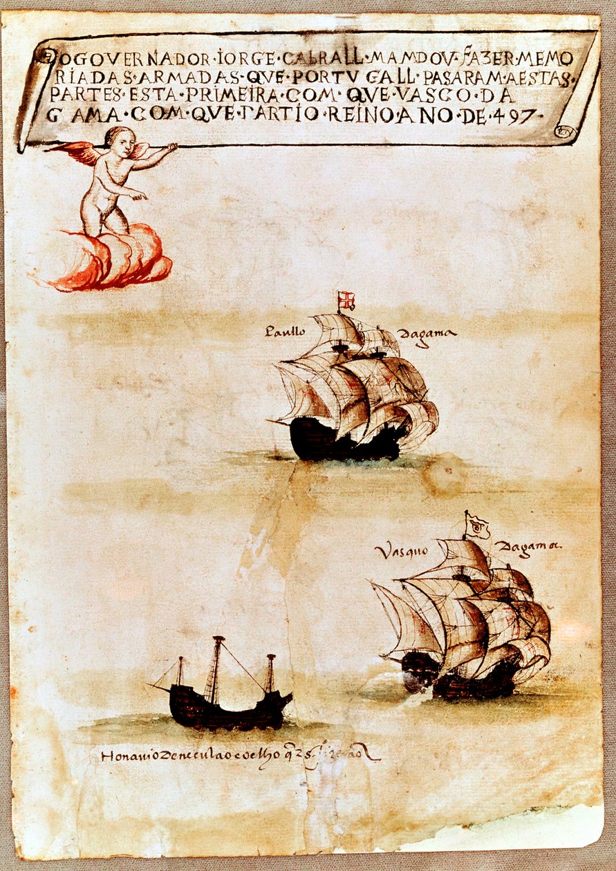 Flota Vasco da Gamy na morzu, 1497 autorstwa Unbekannt