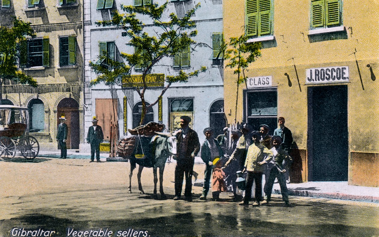 Sprzedawcy warzyw, Gibraltar, 1945 autorstwa Unbekannt