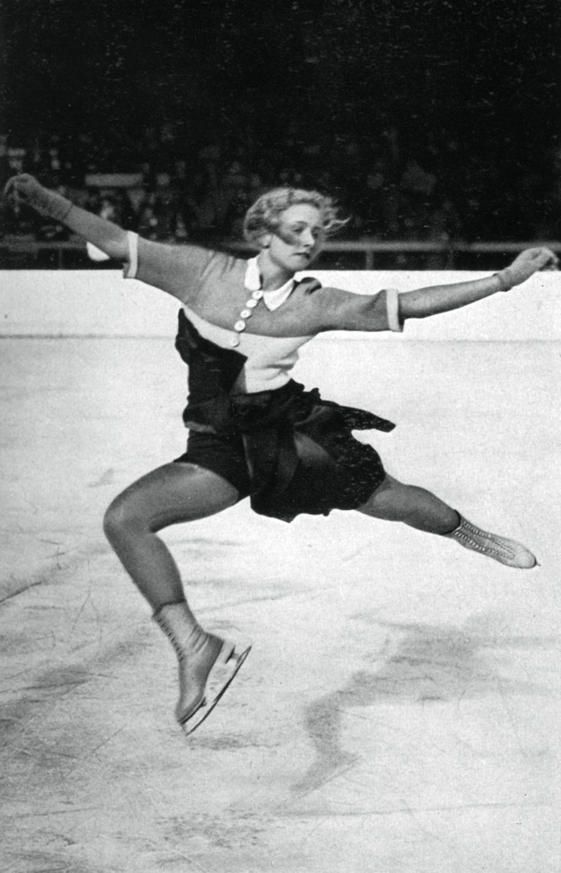Vera Hrubá, czeska łyżwiarka figurowa, Zimowe Igrzyska Olimpijskie, Garmisch-Partenkirchen, Niemcy, 1936 autorstwa Unbekannt