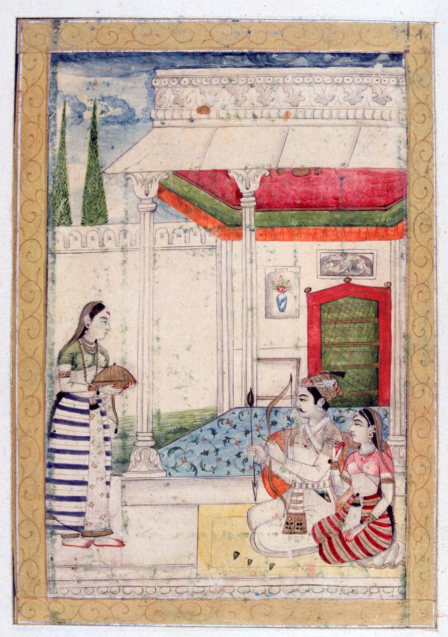 Vibhasa Ragini, album Ragamala, Szkoła Radżastanu, XIX w. autorstwa Unbekannt